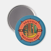 Aimant Emblème de compass rétro du parc national Sequoia (Recto/Verso)