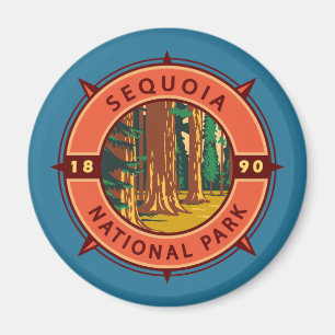 Aimant Emblème de compass rétro du parc national Sequoia