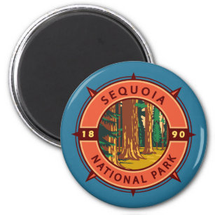 Aimant Emblème de compass rétro du parc national Sequoia