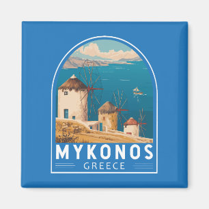 Aimant Emblème de Mykonos Grèce Travel Art