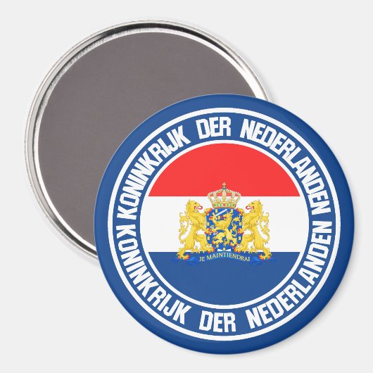 Aimant Emblème de ronde Pays-Bas (Recto/Verso)
