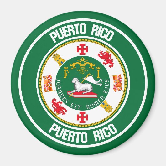Aimant Emblème de ronde Porto Rico (Devant)