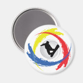 Aimant Emblème de snowboard Tricolor (Recto/Verso)