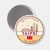 Aimant Emblème de Taïpei Taïwan City Skyline (Recto/Verso)