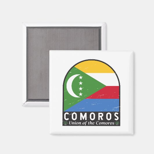 Aimant Emblème Drapeau Comores Vintage (Recto/Verso)