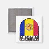 Aimant Emblème du drapeau d'Andorre Vintage (Recto/Verso)