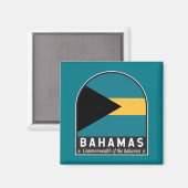 Aimant Emblème du drapeau des Bahamas Vintage (Recto/Verso)