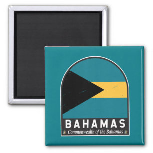 Aimant Emblème du drapeau des Bahamas Vintage