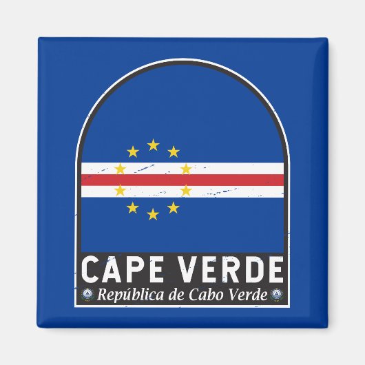 Aimant Emblème du drapeau du Cap Vert Vintage (Devant)