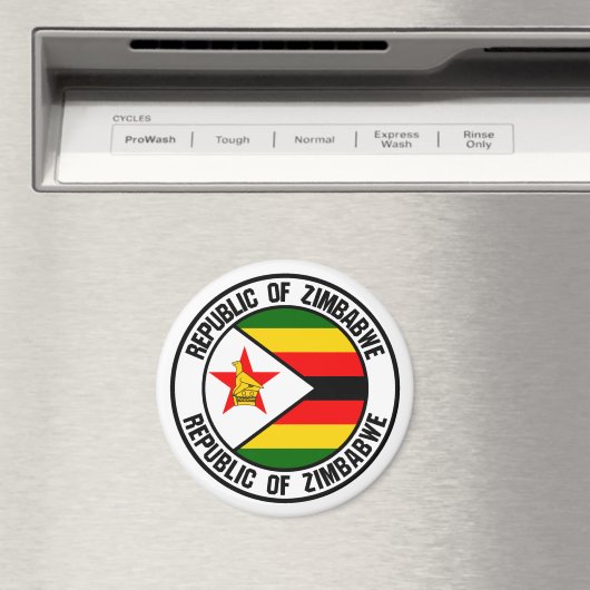 Aimant Emblème du Zimbabwe Round (In Situ (Lave-vaisselle))