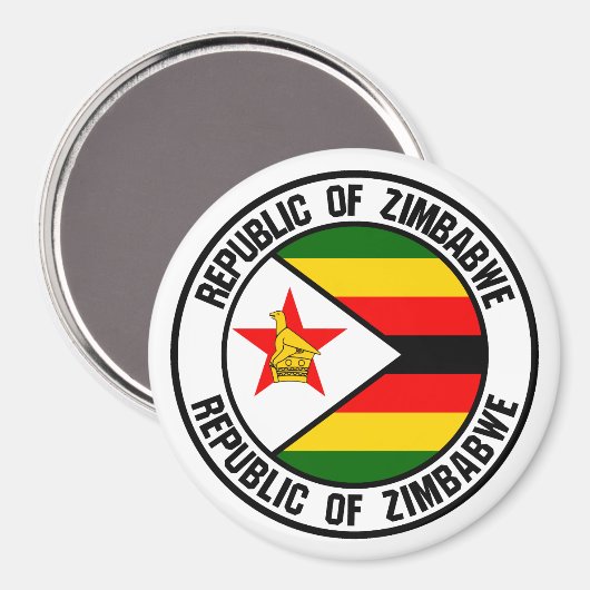 Aimant Emblème du Zimbabwe Round (Recto/Verso)