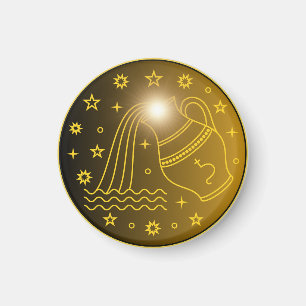 Aimant Emblème du Zodiaque Verseau   Symbole Céleste Mini