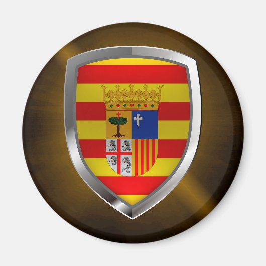 Aimant Emblème métallique de l'Aragon (Devant)