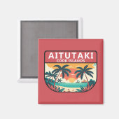 Aimant Emblème rétro des îles Cook Aitutaki (Recto/Verso)