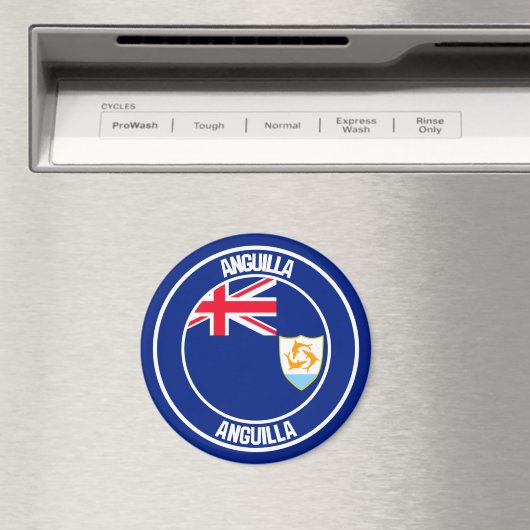 Aimant Emblème rond d'Anguilla (In Situ (Lave-vaisselle))