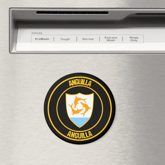 Aimant Emblème rond d'Anguilla (In Situ (Lave-vaisselle))