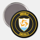 Aimant Emblème rond d'Anguilla (Recto/Verso)