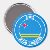 Aimant Emblème rond d'Aruba (Recto/Verso)