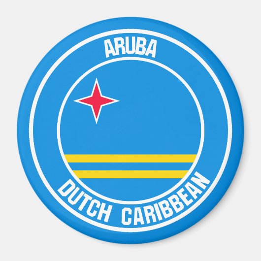 Aimant Emblème rond d'Aruba (Devant)