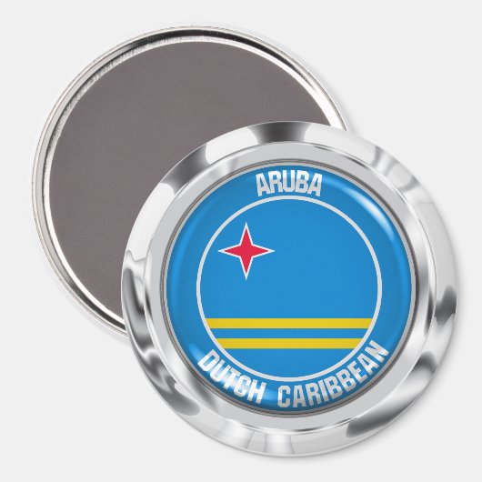 Aimant Emblème rond d'Aruba (Recto/Verso)