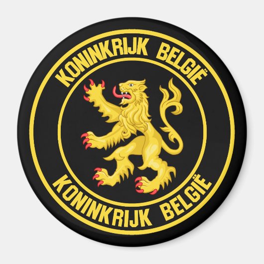 Aimant Emblème rond de Belgique (Devant)