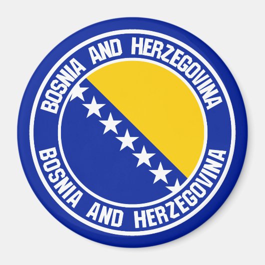 Aimant Emblème rond de Bosnie-Herzégovine (Devant)