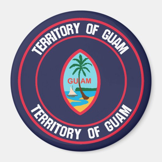 Aimant Emblème rond de Guam (Devant)