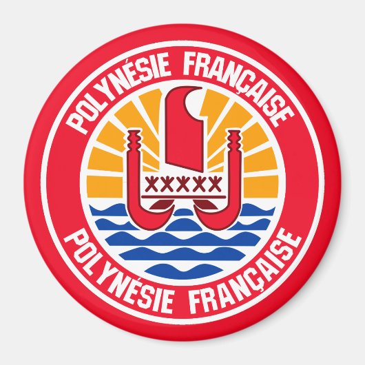Aimant Emblème rond de la Polynésie française (Devant)