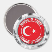 Aimant Emblème rond de la Turquie (Recto/Verso)
