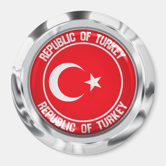 Aimant Emblème rond de la Turquie (Devant)