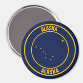 Aimant Emblème rond de l'Alaska (Recto/Verso)