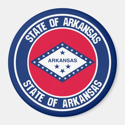 Aimant Emblème rond de l'Arkansas (Devant)