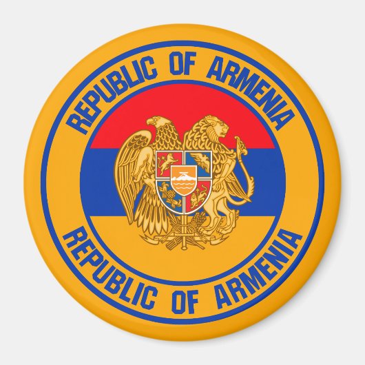 Aimant Emblème rond de l'Arménie (Devant)