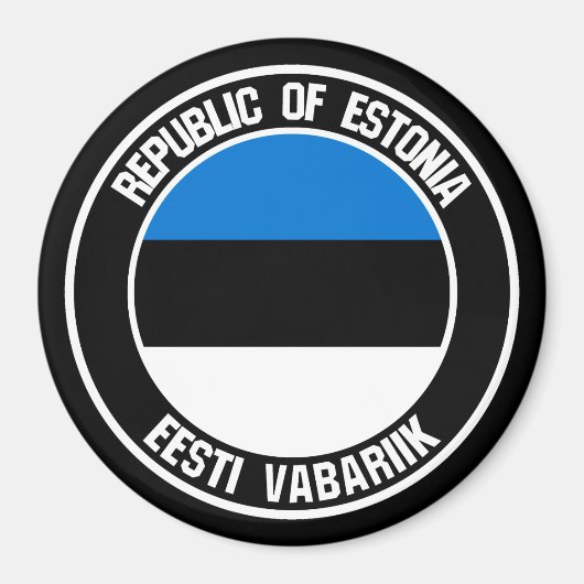 Aimant Emblème rond de l'Estonie (Devant)