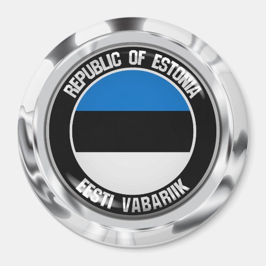 Aimant Emblème rond de l'Estonie (Devant)