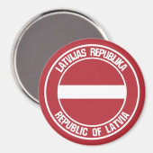 Aimant Emblème rond de Lettonie (Recto/Verso)