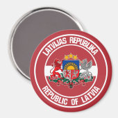 Aimant Emblème rond de Lettonie (Recto/Verso)