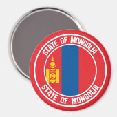 Aimant Emblème rond de Mongolie (Recto/Verso)