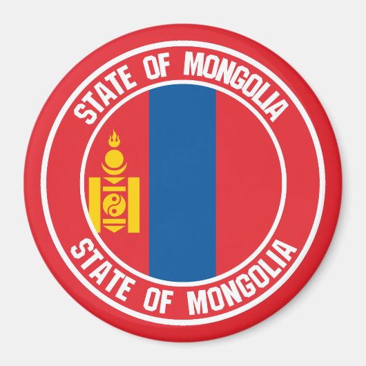 Aimant Emblème rond de Mongolie (Devant)