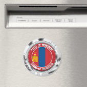 Aimant Emblème rond de Mongolie (In Situ (Lave-vaisselle))