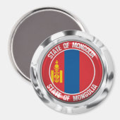 Aimant Emblème rond de Mongolie (Recto/Verso)