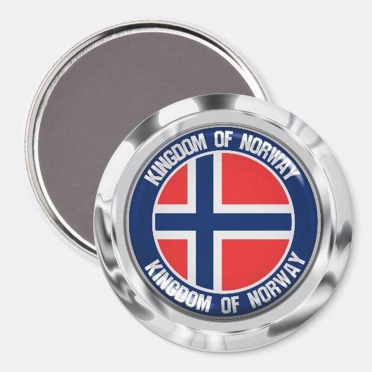 Aimant Emblème rond de Norvège (Recto/Verso)
