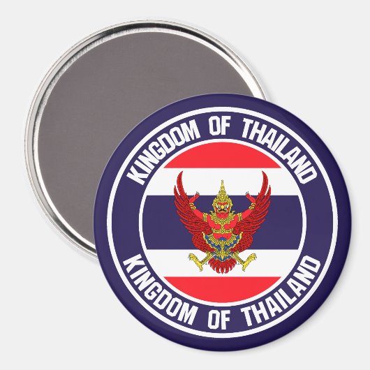Aimant Emblème rond de Thaïlande (Recto/Verso)