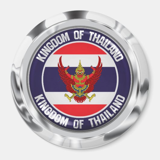 Aimant Emblème rond de Thaïlande (Devant)
