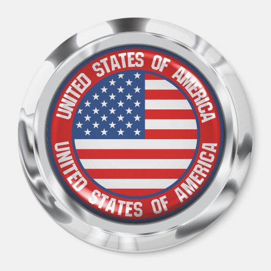 Aimant Emblème rond des États-Unis (Devant)