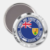 Aimant Emblème rond des îles Turques et Caïques (Recto/Verso)