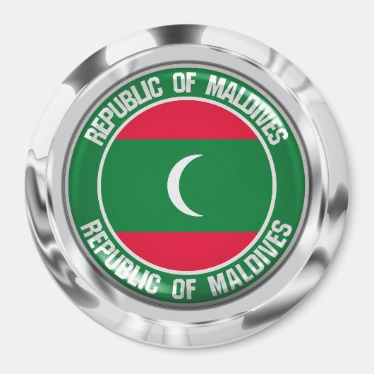 Aimant Emblème rond des Maldives (Devant)