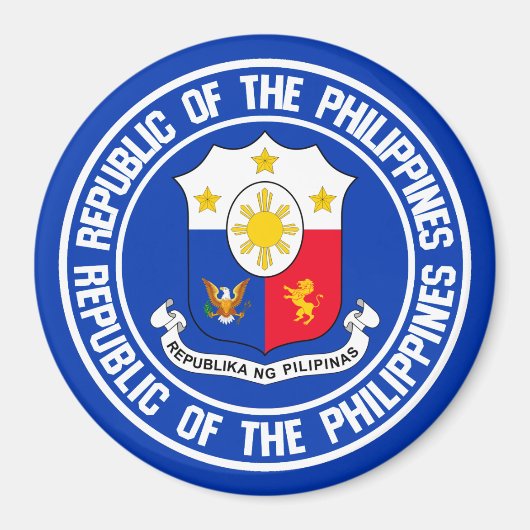 Aimant Emblème rond des Philippines (Devant)