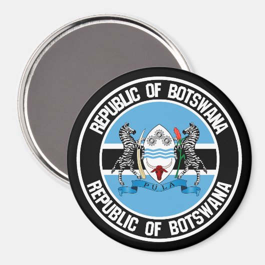 Aimant Emblème rond du Botswana (Recto/Verso)