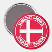Aimant Emblème rond du Danemark (Recto/Verso)